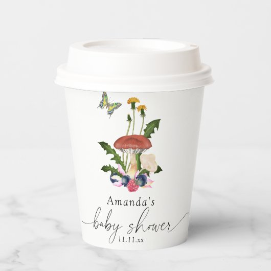 Paddenstoelen baby shower papieren bekers (Voorkant)