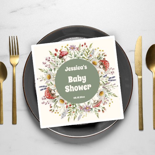 Paddenstoelen Babyborrel Servet