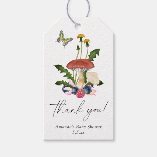 Paddenstoelen babyshower bedankt cadeaulabel (Voorkant)