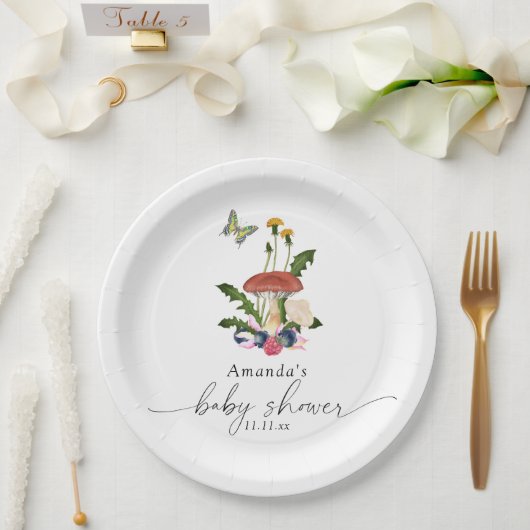 Paddenstoelen babyshower papieren bordje (Huwelijk)