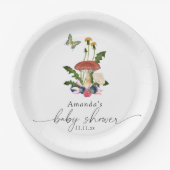 Paddenstoelen babyshower papieren bordje (Voorkant)