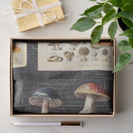 Paddenstoelen Black Ephemera Cottcore-ontkoppeling Tissuepapier (Geschenk)