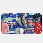 paddenstoelen blauwe zeeblauwe gingham Case-Mate iPhone case (Achterkant (horizontaal))