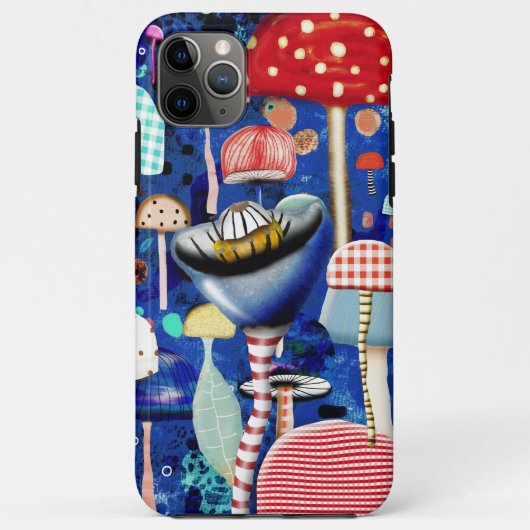 paddenstoelen blauwe zeeblauwe gingham Case-Mate iPhone case (Achterkant)