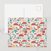 Paddenstoelen & Bloem Mid Century Modern Patroon Feestdagenkaart (Voorkant / Achterkant)