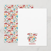 Paddenstoelen & Bloemen Mid Century Modern Custom  Notitiekaartje (Voorkant / Achterkant)