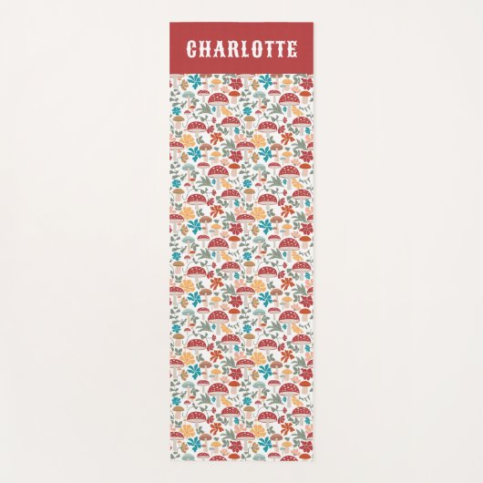 Paddenstoelen & Bloemen Mid Century Modern Custom  Yogamat (Voorkant)