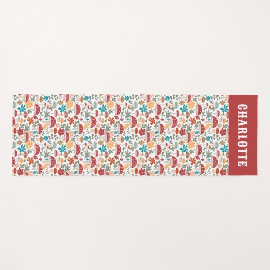 Paddenstoelen & Bloemen Mid Century Modern Custom Yogamat (Voorkant (horizontaal))