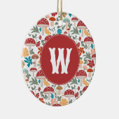 Paddenstoelen & Bloemen Mid Century Modern Monogra Keramisch Ornament (Rechts)