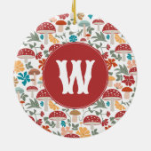 Paddenstoelen & Bloemen Mid Century Modern Monogra Keramisch Ornament (Achterkant)