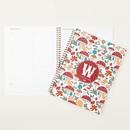 Paddenstoelen & Bloemen Mid Century Modern Monogra Planner (Display)