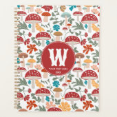 Paddenstoelen & Bloemen Mid Century Modern Monogra Planner (Voorkant)