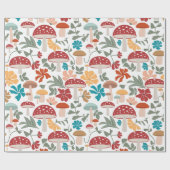 Paddenstoelen & Bloemen Mid Century Modern Patroon Cadeaupapier (Vlak)