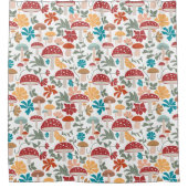 Paddenstoelen & Bloemen Mid Century Modern Patroon Douchegordijn (Voorkant)