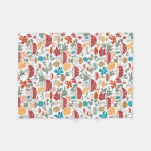 Paddenstoelen & Bloemen Mid Century Modern Patroon Fleece Deken (Voorkant (Horizontaal))