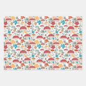 Paddenstoelen & Bloemen Mid Century Modern Patroon Inpakpapier Vel (Voorkant)
