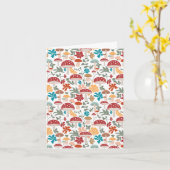 Paddenstoelen & Bloemen Mid Century Modern Patroon Kaart (Gele Bloem)