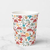 Paddenstoelen & Bloemen Mid Century Modern Patroon Papieren Bekers (Achterkant)