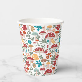 Paddenstoelen & Bloemen Mid Century Modern Patroon Papieren Bekers