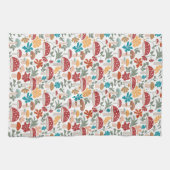 Paddenstoelen & Bloemen Mid Century Modern Patroon Theedoek (Horizontaal)