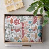 Paddenstoelen & Bloemen Mid Century Modern Patroon Tissuepapier (Geschenk)