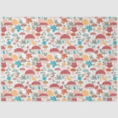 Paddenstoelen & Bloemen Mid Century Modern Patroon Tissuepapier (Voorkant)