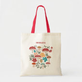 Paddenstoelen & Bloemen Mid Century Modern Patroon Tote Bag (Voorkant)