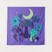 Paddenstoelen & bloemen - Paarse bosbes Wandkleed (Voorkant)