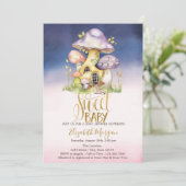 Paddenstoelen Bloemen Stippen Ombre Baby shower Kaart (Staand voorkant)