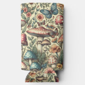 paddenstoelen, bloemen, vlinders grillig seltzer blikjeskoeler (Achterkant)