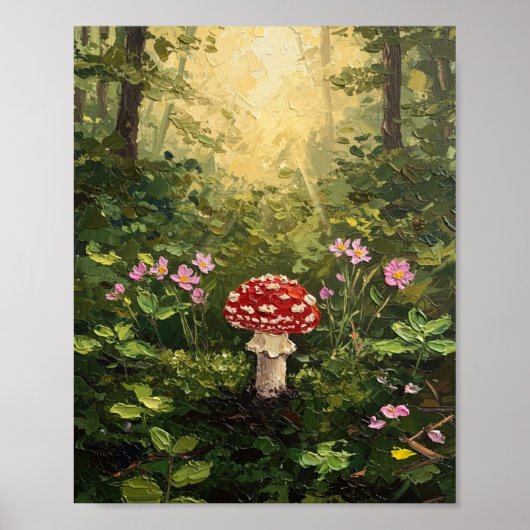 Paddenstoelen Bosbodem | Cottagecore Kunst Poster (Voorkant)