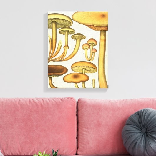 paddenstoelen Bruin Groen Frans Kunstwerk Afdrukk Canvas Afdruk (Insitu (Woonkamer))