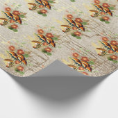 Paddenstoelen Bruin Woodland Antiek Song Gold Note Cadeaupapier (Hoek)