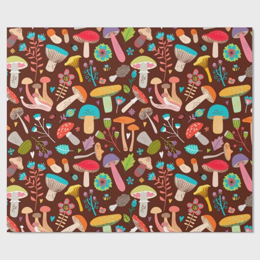 paddenstoelen cadeaupapier (Vlak)