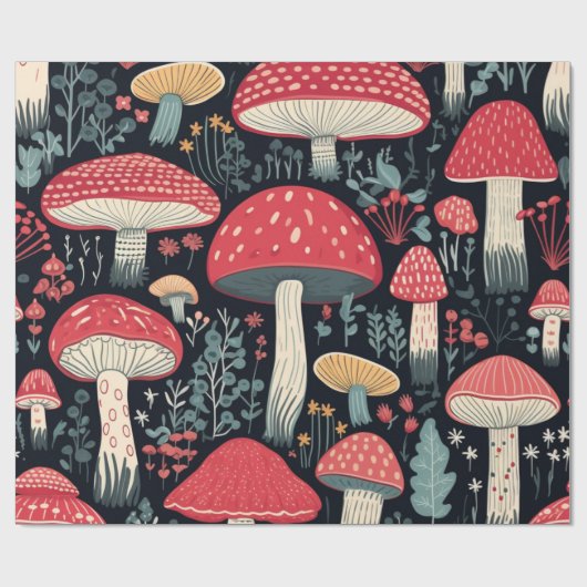 paddenstoelen cadeaupapier (Vlak)