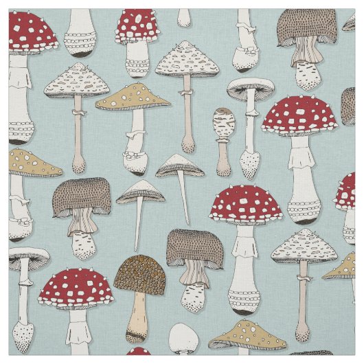 Paddenstoelen Celadon Blue Stof (Swatch)