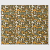 Paddenstoelen Cottagecore Retro Bruin Cadeaupapier (Vlak)