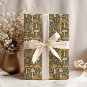 Paddenstoelen Cottagecore Retro Bruin Cadeaupapier