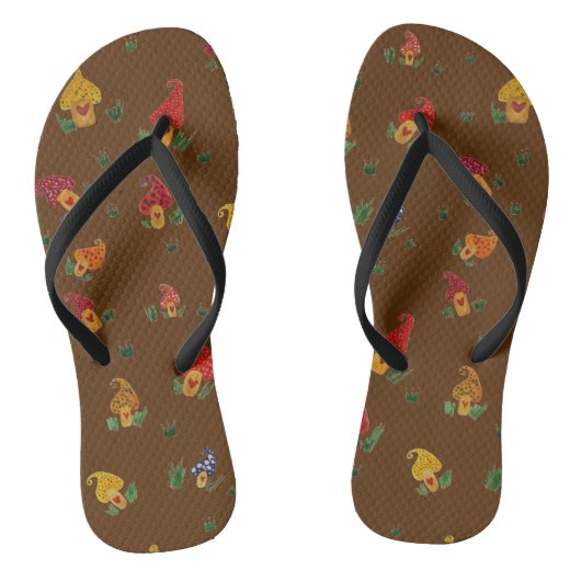 Paddenstoelen Custom Adult, Slanke bandjes Teenslippers (Voetbed)