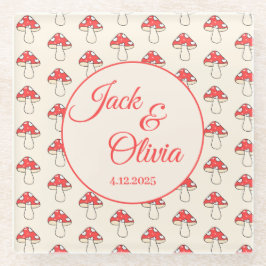 Paddenstoelen Cute Retro Kawaii Aangepaste Koppeln Glazen Onderzetter