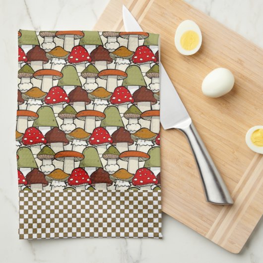 paddenstoelen Design Kitchen Towel Theedoek (Quarter Fold)