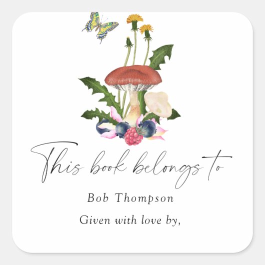 Paddenstoelen - dit boek behoort tot vierkante sticker (Voorkant)