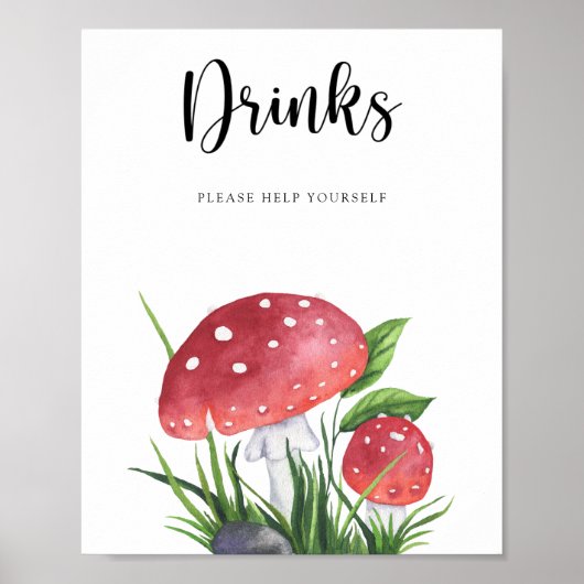 Paddenstoelen - Drinken helpen jezelf Poster (Voorkant)