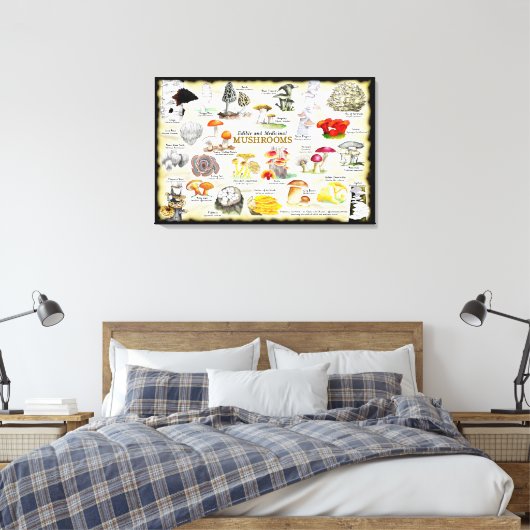 Paddenstoelen (eetbaar en medicinaal) Groot Canvas (Insitu (Slaapkamer))