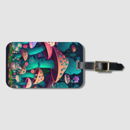 Paddenstoelen elfen  in het veld bagagelabel