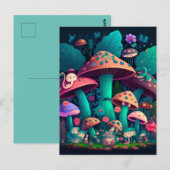 Paddenstoelen elfen  in het veld briefkaart (Voorkant / Achterkant)