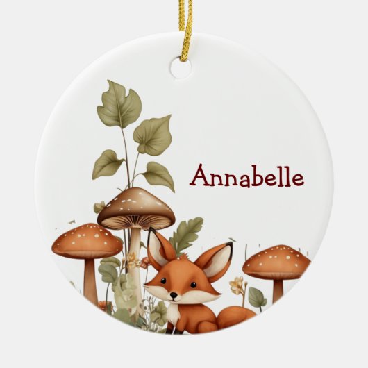 Paddenstoelen en Baby Fox Ornament (Voorkant)
