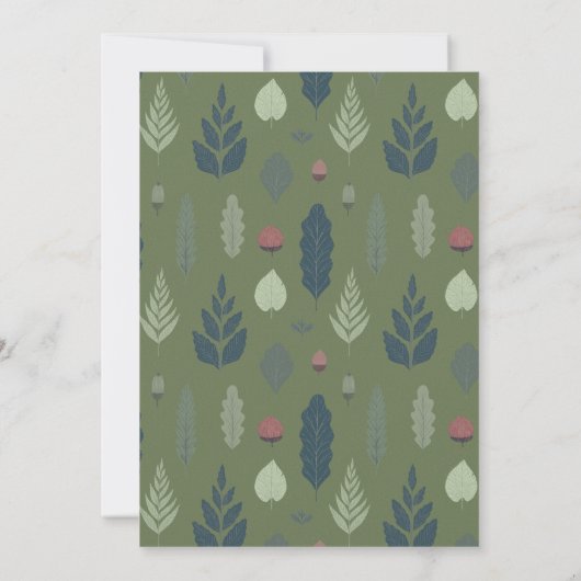 Paddenstoelen en -bladeren | Neutraal groen Baby s Kaart (Achterkant)