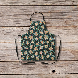 Paddenstoelen en bladgroenten zwart schort