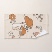 Paddenstoelen en bloemen aartafels beige retro 70' bad handdoek (Handdoek)